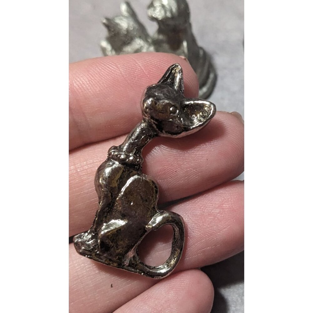 Vintage Miniature Pewter Cat Set (4) - Picture 4 of 7